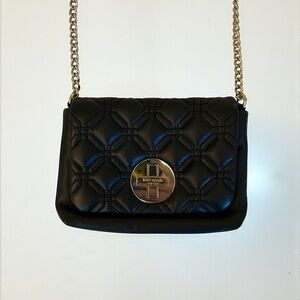 ✨ Kate Spade Quilted Leather Crossbody Black Gold Chain Turnlock EUC Chic Luxe ✨